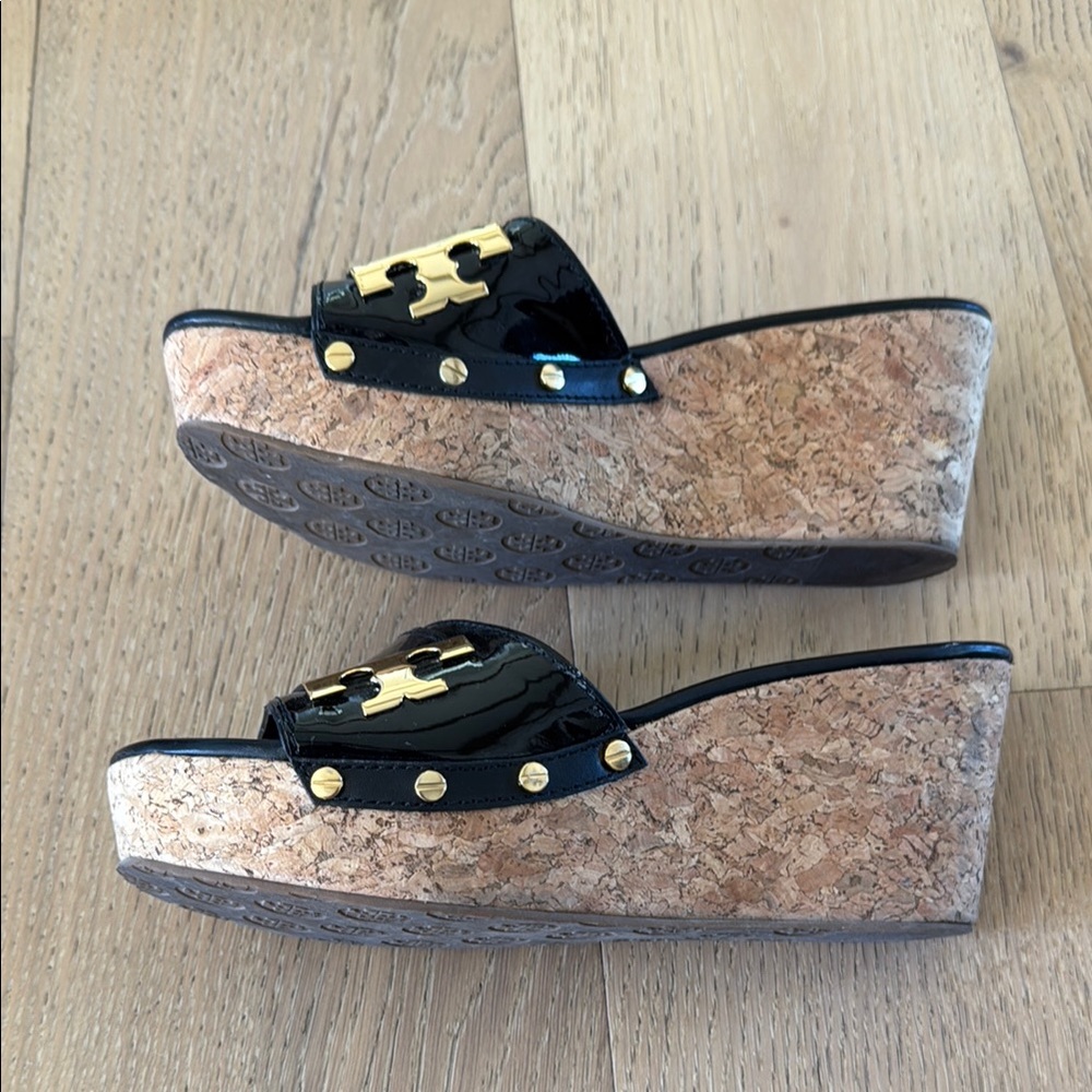 Tory Burch Black Wedge Sandals